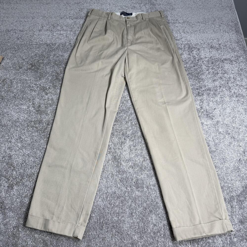 Vintage Polo Ralph Lauren Pants Mens 34x34 Beige Khaki Chino Hammond Pleated